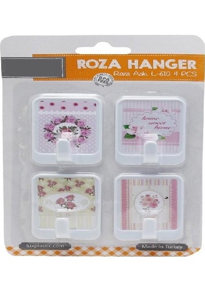 4 Lü Roza Yapışkanlı Askı 4,5x6cm Renkli