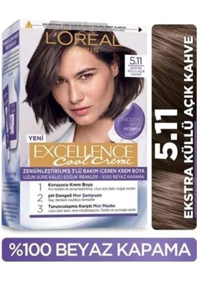 L'Oréal Paris Excellence Cool Saç Boyası 5/11 Küllü Açık Kahve