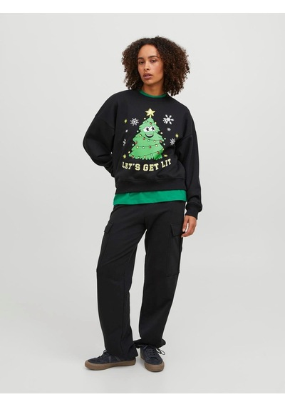 Jjxx Bisiklet Yaka Rahat Kesim Siyah Kadın Sweatshirt 12250198 Siyah
