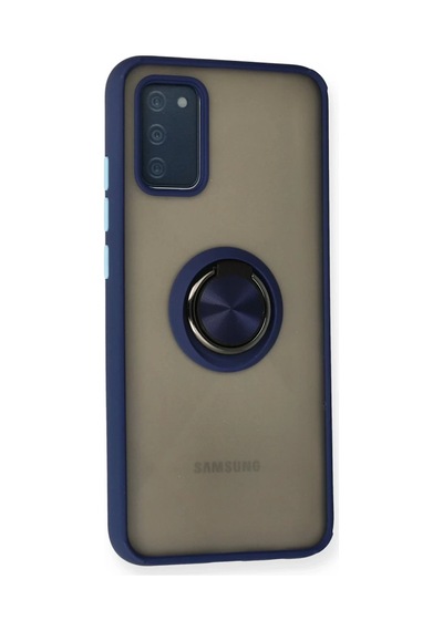 Samsung Galaxy Uyumlu   A02s Kılıf Montreal Yüzüklü Silikon Kapak - Lacivert