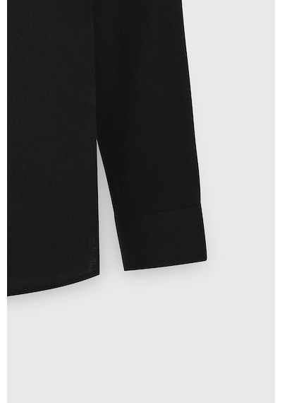 Erkek Sıyah Slim Fit Dar Kesim Düğmeli Yaka Pamuklu Oxford Gömlek Siyah