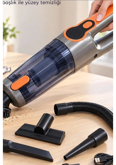 Araç İçi El Süpürgesi Şarjlı Usb Kablolu Esnek Hortumlu Temizlik Seti Bx-316395 Diğer