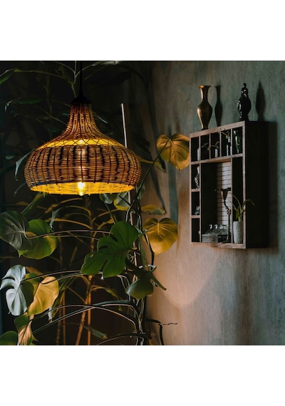 Zümrüt Cloud Doğal Bambu Rattan Sarkıt Avize 40 CM