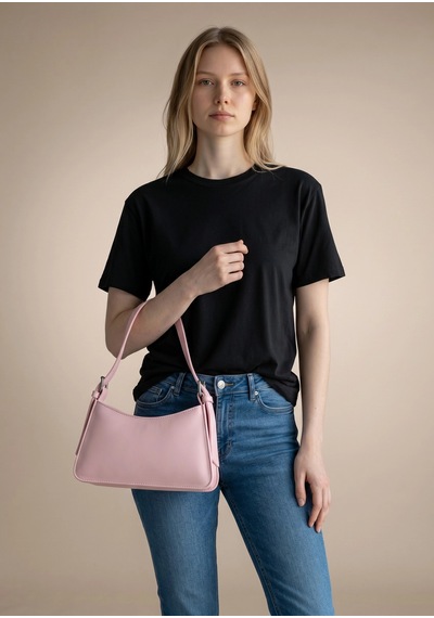 Kadın Pembe Minimalist Baget Omuz Çantası