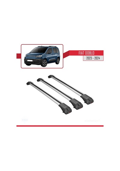 Fiat Doblo 2023 Ve Sonrası İle Uyumlu Ace-1 Ara Atkı Tavan Barı Gri 3 Adet Bar