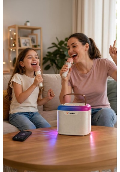 Bluetooth Hoparlör Çift Mikrofonlu Kablosuz Parti Speaker D51 Beyaz