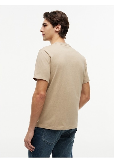 Tommy Hilfiger Ess Seasonal Reg Fıt Solıd Tee Erkek Bej T-shirt - Mw0mw39995