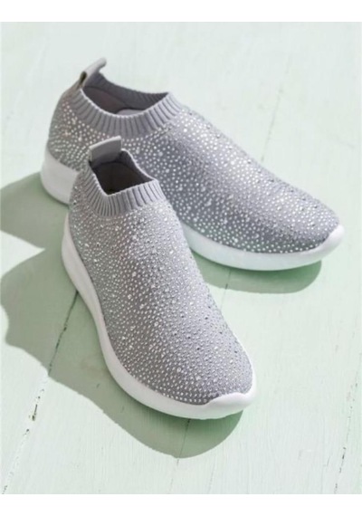 Kadın Sneaker Ayakkabı Gri Taş Detaylı Günlük Rahat Gri