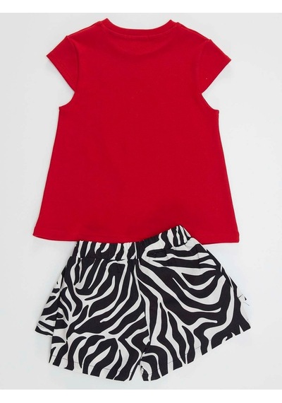 Denokids Balerin Zebra Kız T-Shirt Şort Takım Çok Renkli