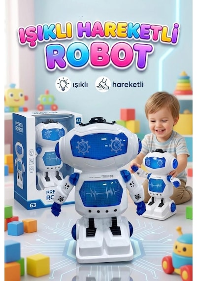 Işıklı Müzikli Sesli Dans Eden Hareket Eden Akıllı 26,5cm İnteraktif Eğitici Oyuncak Robot