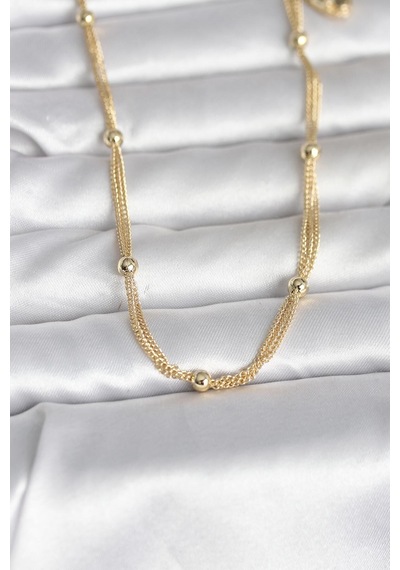 Cm 14k Gold Renk Topçuk Model 60 Cm Kadın Kolye - Çok Renkli