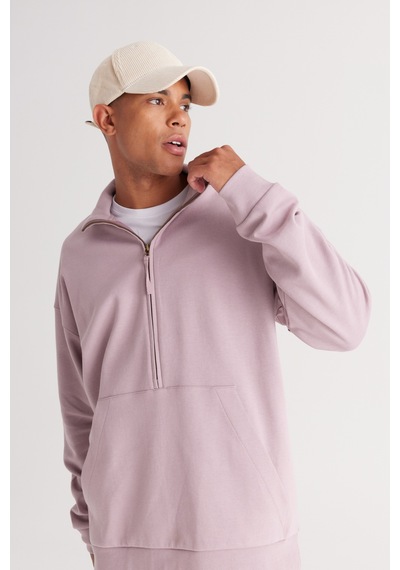 AC&Co / Altınyıldız Classics Erkek Gul Kurusu Oversize Bol Kesim Bato Yaka Pamuklu Sweatshirt Gül Kurusu AC&Co / Altınyıldız Classics Erkek Gul Kurusu Oversize Bol Kesim Bato Yaka Pamuklu Sweatshirt Gül Kurusu
