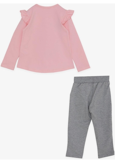 Breeze Kız Çocuk Taytlı Takım Fiyonklu Ayıcık Baskılı 1.5-5 Yaş, Pembe-pembe Pembe