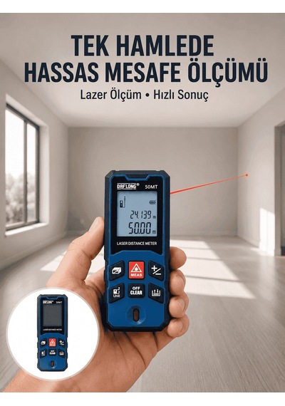 Lazer Metre 50 Mt Hassas Ve Hızlı Ölçüm Özellikli Yeni Nesil 50 M