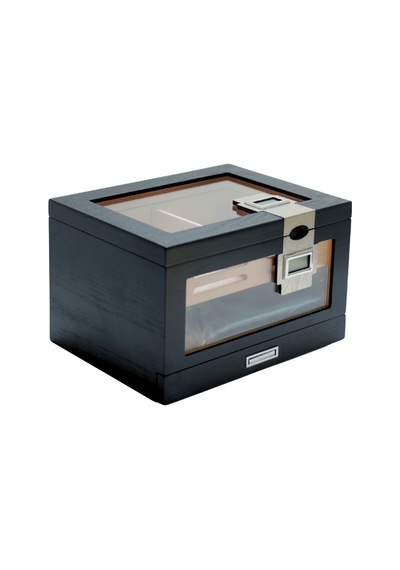 Premiumquality Providencia Çift Nem Ölçerli Siyah Sedir Humidor Puro Kutusu - Tr9637