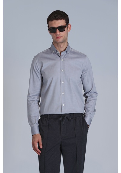 Lufian Danıel Erkek Basic Gömlek Slim Fit Gri Gri 112010640100150 Gri