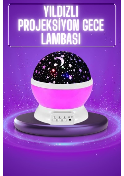 Yıldız Görünümlü Gece Lambası Renkli Masa Lambası Gökyüzü Projeksiyon Çok Renkli