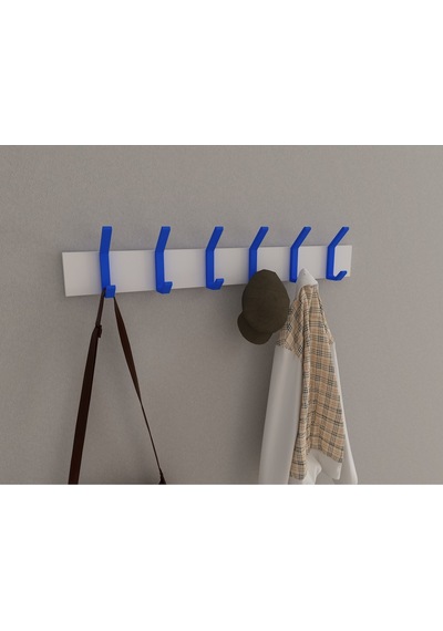 Hepsi3boyutlu Modern Duvar & Kapı Kanca Askılık - 6 Adet Mavi Kanca Askılık - Model No : 1 Mavi