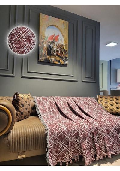 Lüks Pamuklu Koltuk-çekyat Örtüsü 170x220 Bordo Çift Taraflı ,terletmez ,kaymaz ,toplanmaz Bordo