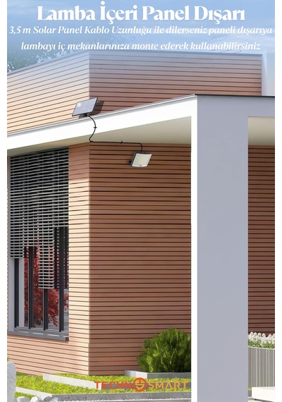 Technosmart Güneş Enerjili Bahçe Aydınlatması 106 Led, Sarı Işık, Kumandalı Ip65 Solar Duvar Lamba