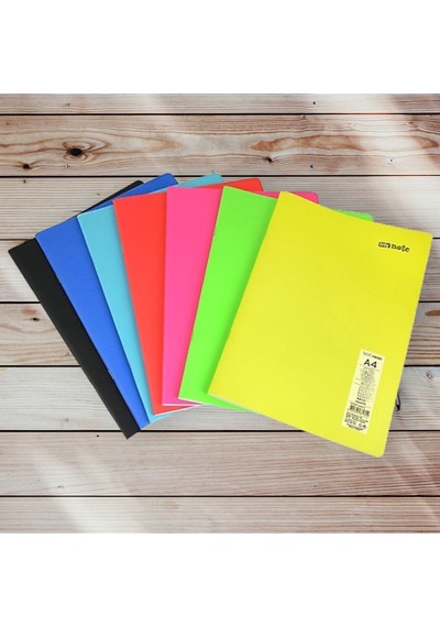 4 Adet A4 96 Yaprak Çizgili Dikişli Neon Renkler Plastik Kapak Defter 60gr Beyaz Sayfa Karma Renk Çok Renkli