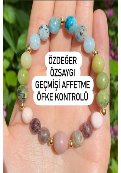 Doğal Taş Özdeğer Özsaygı Geçmişi Affetme Ve Öfke Kontrolü Bilekliği Çok Renkli