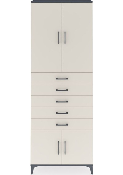 Arges Dolap 3 Raflı 5 Çekmeceli 4 Kapaklı 88x30x243 Antrasit-aytaşı Antrasit