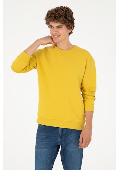 U.S. Polo Assn. Erkek Bisiklet Yaka Sarı Basic Şardonlu Sweatshirt 50295148-VR094