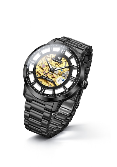 Kronen&söhne Mechanon Siyah Çelik Gold Skeleton Otomatik Mekanik Erkek Kol Saati Altın - Siyah