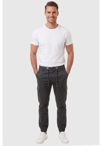 Rizzup Erkek Slim Fit Likralı Füme Kargo Cepli Jogger Pantolon İpli Bel Lastikli Paça 2600589