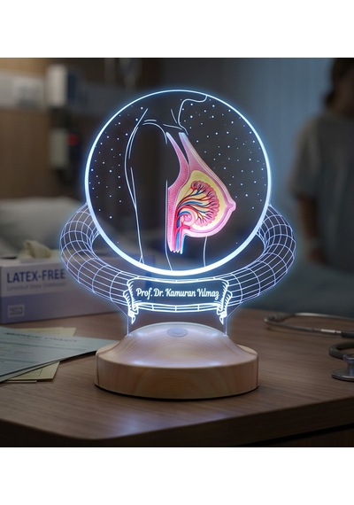 Estetik Cerrahı Doktoruna Hediye Kişiye Özel Meme Anatomisi 3d Led Lamba - Plastik Cerrah Doktoruna Ofis, Klinik Dekoru Hediyesi