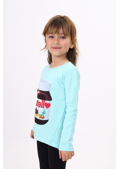 Toontoy Kids Toontoy Kız Çocuk Nutella Baskılı T-shirt Mint Yeşili