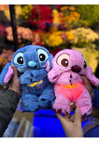 Nefes Alan Stich Uyku Arkadaşı Stitch Peluş Oyuncak Kulakları Oynayan 30cm Işıklı Müzikli Çok Renkli