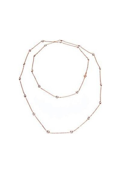 Gümüş 105 Cm. Zincir Taşlı Su Yolu Kolye Rodyum - Rose - Sarı Alt