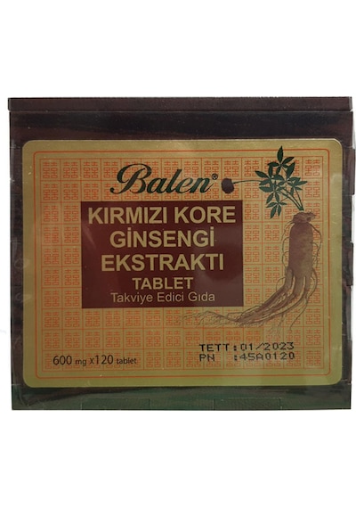 Balen Tahta Kutu Kırmızı Kore Ginseng 600 MG 120 Tablet 2 Adet