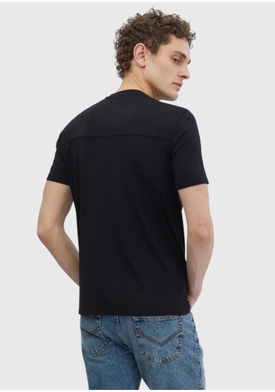 Ramsey Siyah Düz Bisiklet Yaka T-shirt Siyah