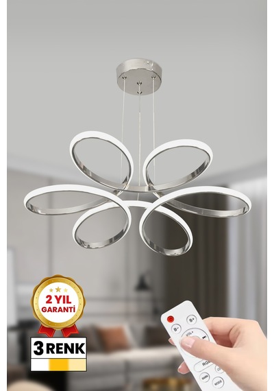 Papatya Topsuz 3 Renk Kumandalı Led Avize Büyük Salon Ledli Avize Gri - 803345374 Gri - 803345374 Gri