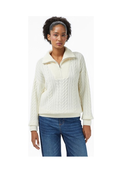 Nautica Kadın Krem Regular Fit Kazak Düz 57s136t Krem