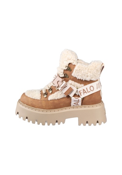Bot Kadın 1622594 Buffalo Aspen Com Mıd Warm - Vegan Nubuck/fur - Beige/cognac Çok Renkli