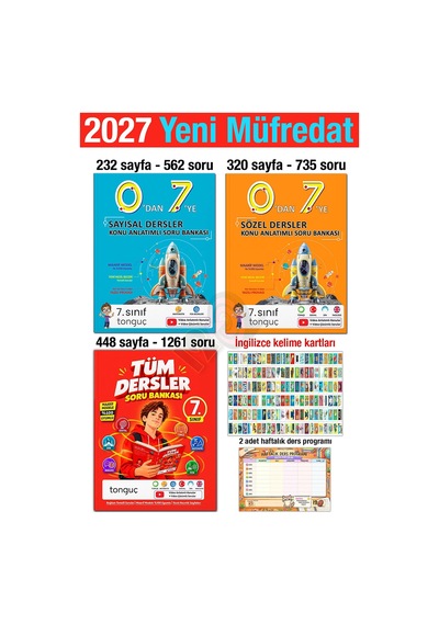 7. Sınıf 2027 0'dan 7'ye Konu Anlatımlı Tüm Dersler Soru Bankası Seti Maarif Model Bağlam Temelli