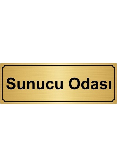 Altın Renk Metal Sunucu Odası Yönlendirme Levhası 10cmx20cm