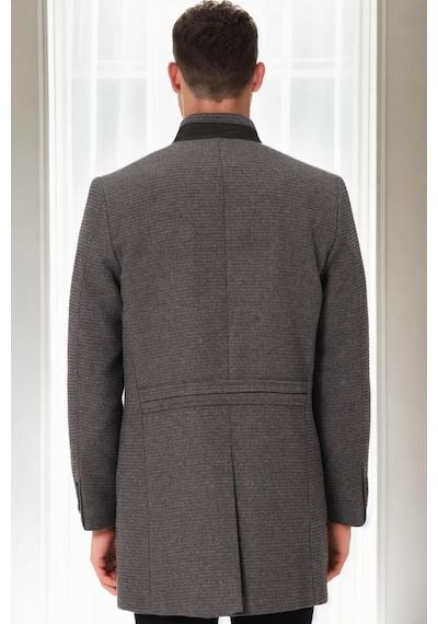 Plt8367 Dewberry Erkek Palto-düz Gri-2 Düz Gri-2