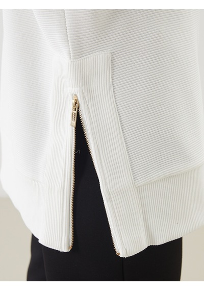 Lcwaıkıkı Classic Ekru Bisiklet Yaka Oversize Kadın Sweatshirt Tunik
