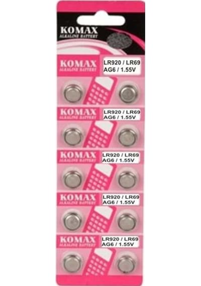 Komax AG6 LR920/LR69 1.55 V Alkalin Düğme Pil 10'lu