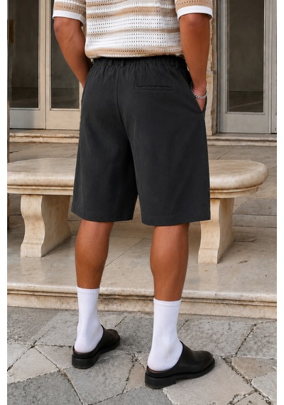 Cool Tarz Erkek Yıkamalı Tensel Baggy Bermuda Şort Bol Kesim Diz Boyu Cepli Yazlık Şort Siyah Siyah Cool Tarz Erkek Yıkamalı Tensel Baggy Bermuda Şort Bol Kesim Diz Boyu Cepli Yazlık Şort Siyah Siyah