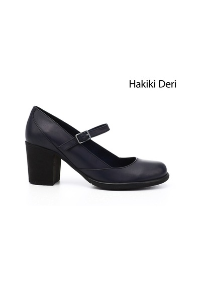 Gönderi(R) Gönderi R Kadın Lacivert Antik Kalın Topuklu Mary Jane Hakiki Deri Ayakkabı Gdza13424136 Lacivert