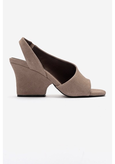 Luvishoes Zyra Vizon Süet Kadın Dolgu Topuklu Ayakkabı