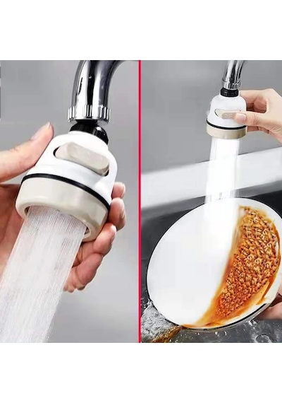 360 Derece Dönebilen 3 Fonksiyonlu Musluk Başlığı Beyaz