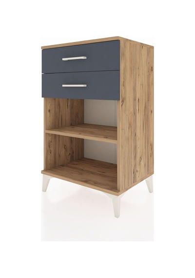 Hyperion Komodin Tek Raflı 2 Çekmeceli 60x44x96 Çam-antrasit Atlas Çam
