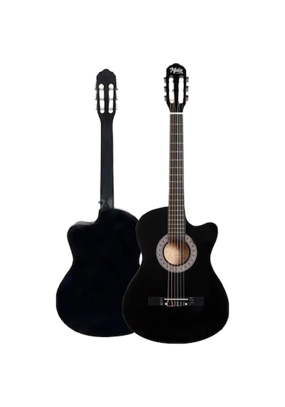 Midex CG-395BK Siyah Klasik Gitar 4/4 Sap Ayarlı Kesik Kasa Full Set Çanta Askı Tuner Metod Pena